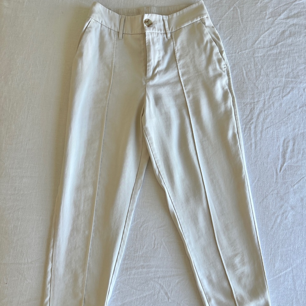 A New Day - High Rise White Trousers Pintuck